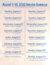 August 1-15 Schedule