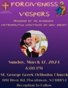 Forgiveness Vespers on March 17 in Piscataway