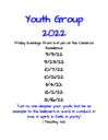 Youth Group meetings schedule