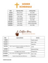Usher and Coffee Hour schedules