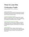 How to Live the Orthodox Faith