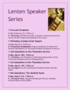 Lenten Speaker Series