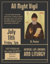 All Night Vigil - St. Paisios - Holy Cross Romanian Orthodox Church San Jose, Fri, July 11th