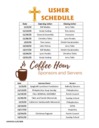 Updated Ushers and Coffee Hour Schedule